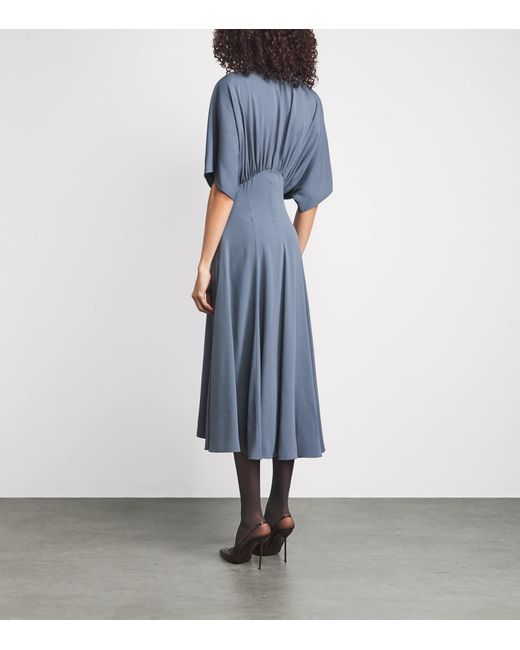 Agnona Blue Draped Kimono Maxi Dress