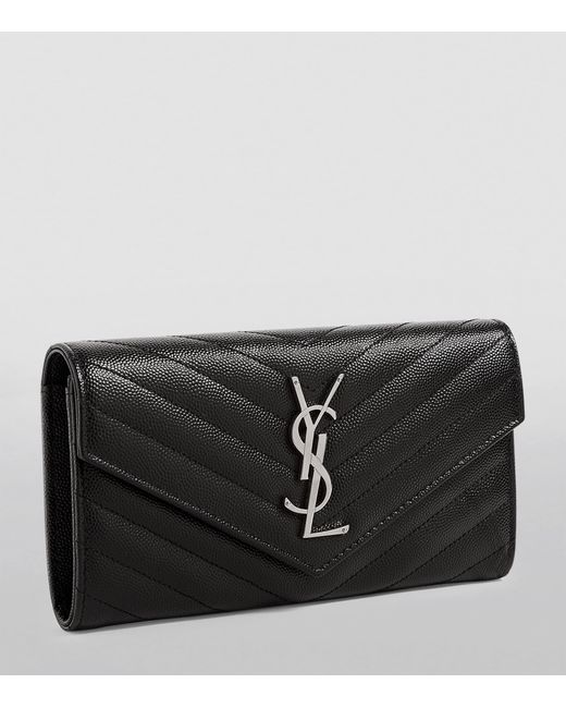 Saint Laurent Black Monogram Matelassé Large Flap Wallet