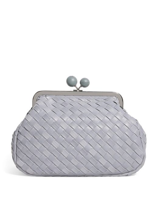 Weekend by Maxmara Gray Medium Woven Leather Pasticcino Clutch Bag