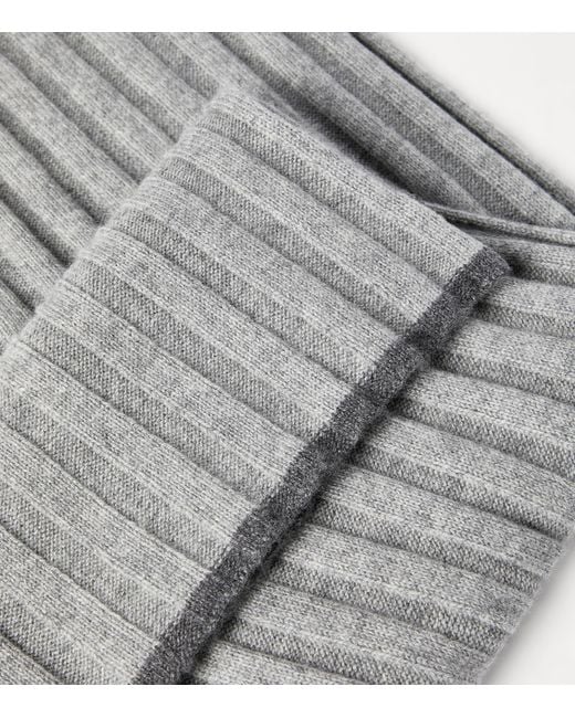 Brunello Cucinelli Gray Cashmere Ribbed Scarf for men