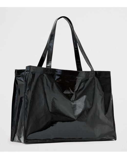AllSaints Black Large Laminated Tote Bag