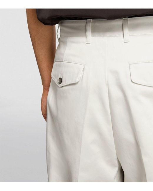 AMI White Cotton Carrot Trousers for men