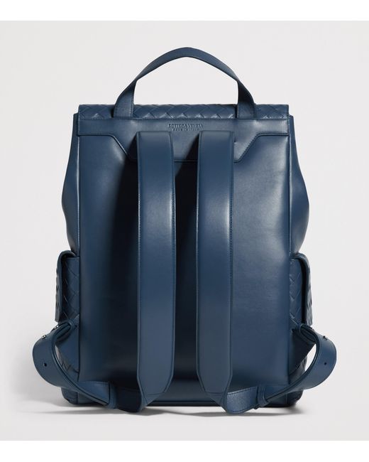 Bottega Veneta Blue Leather Intrecciato Back-To-School Backpack for men