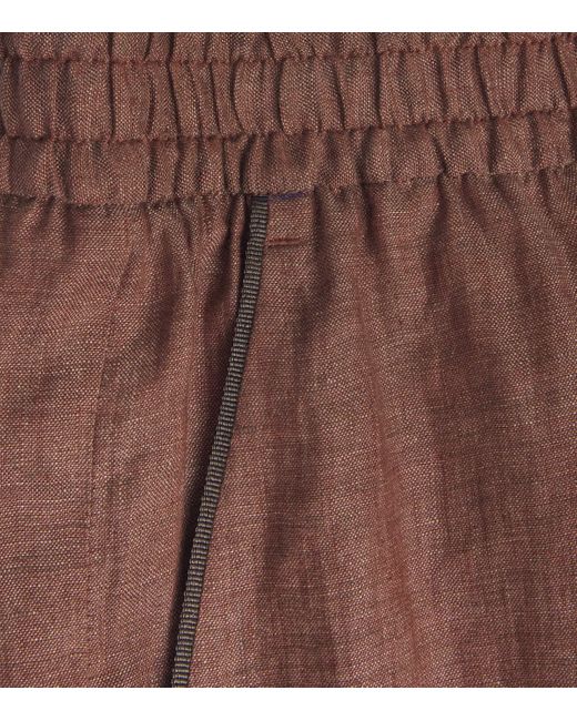 Eleventy Brown X Harrods Linen Elasticated Palazzo Trousers