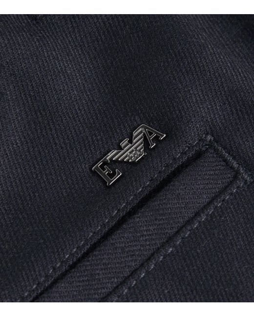 Emporio Armani Blue Stretch-Virgin Wool Trousers for men