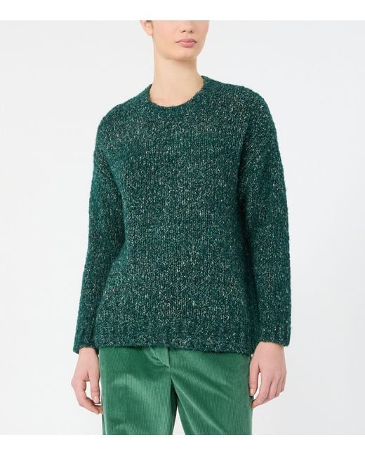 Weekend by Maxmara Green Alpaca-Cotton-Wool-Blend Sweater