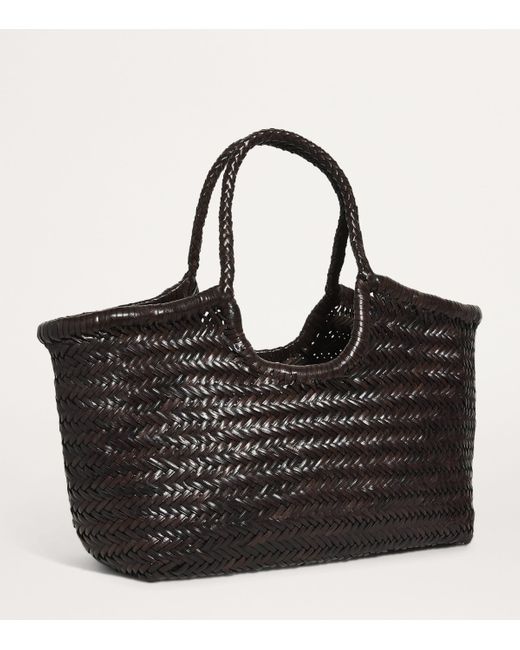 Dragon Diffusion Black Large Leather Woven Nantucket Tote Bag