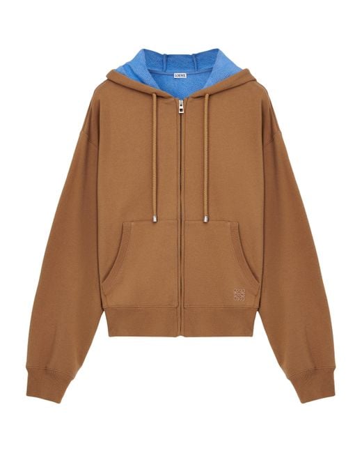 Loewe Brown Cotton-Blend Anagram-Detail Hoodie for men