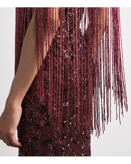 Jenny Packham Red Embellished Sirocco Gown And Cape