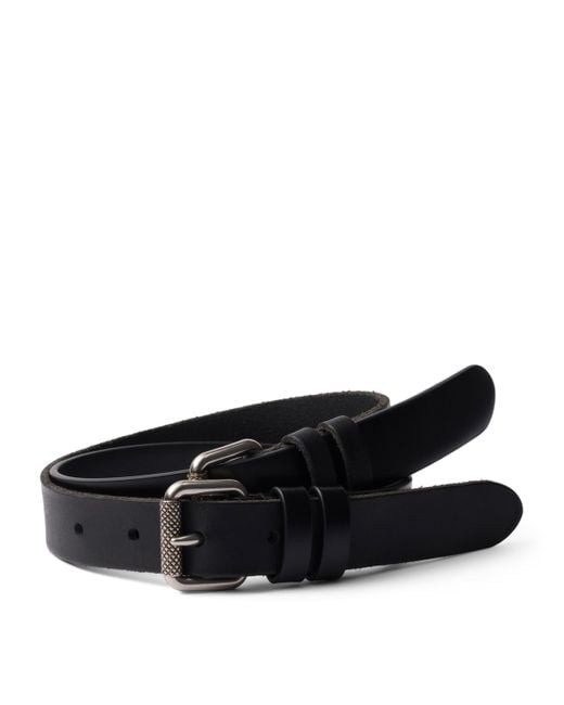 Prada Black Leather Double-Buckle Belt