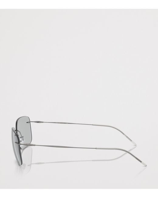 Giorgio Armani Gray Metal Pillow Sunglasses for men