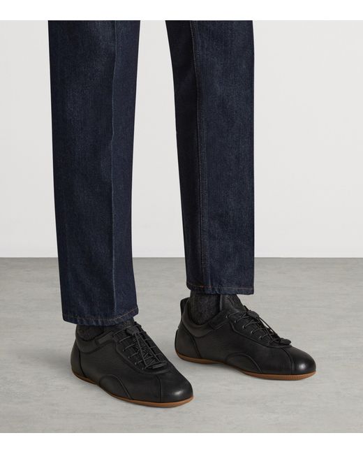 Dunhill Black Deerskin Davies Sneakers for men