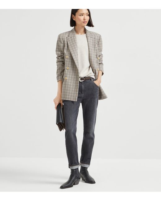 Brunello Cucinelli White Cashmere English Rib Knit Sweater