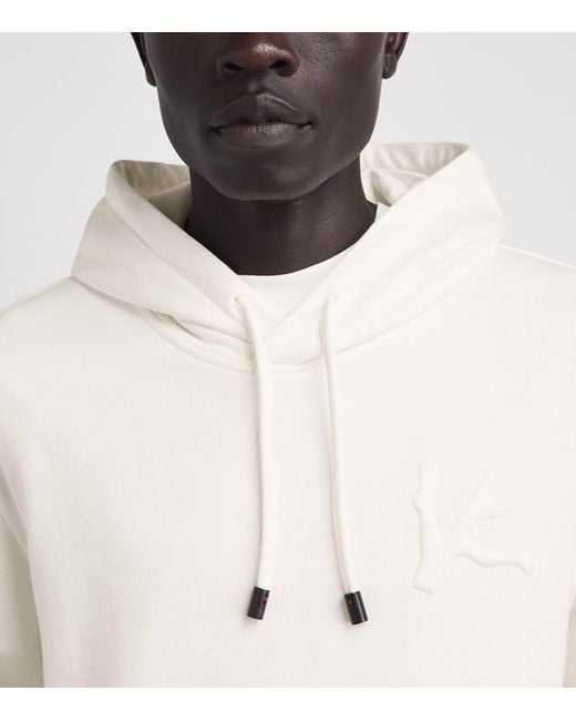 Isaia White Embossed Logo Hoodie for men
