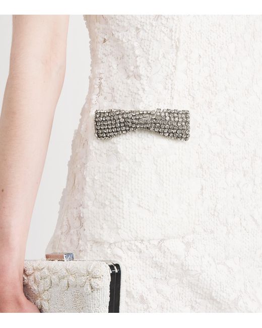 Rebecca Vallance White Crystal-Trim Dillon Mini Dress