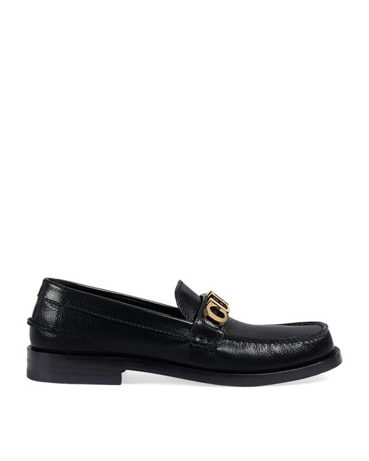 Gucci Leather Logo Loafers in Black | Lyst Canada