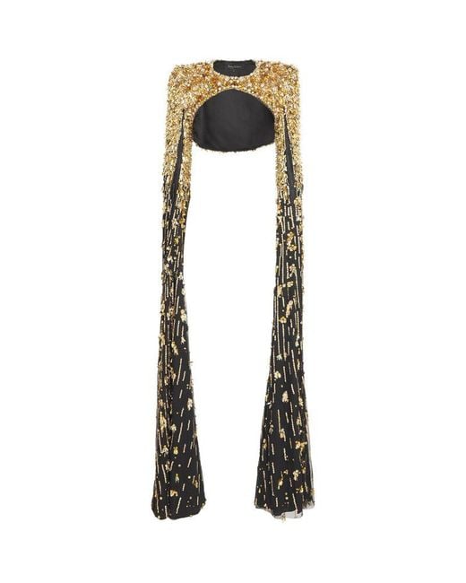 Jenny Packham Black Embellished Sharona Cape