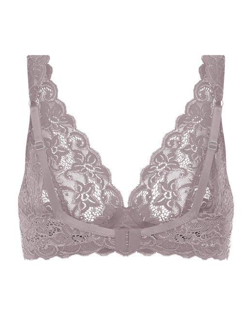 Hanro Gray Lace Moments Bra