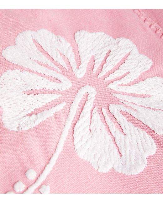 Pippa Holt Pink Embroidered Hibiscus Midi Kaftan
