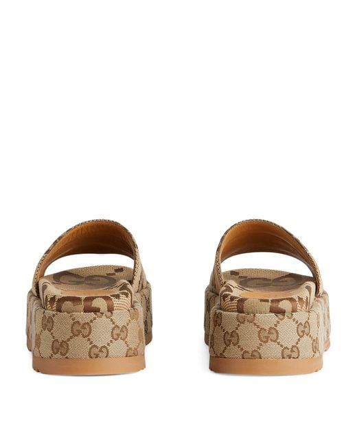 Gucci Natural Original Gg Flatform Sandals 55
