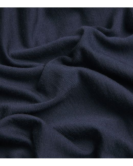 John Smedley Blue Merino Wool Cherwell Rollneck Sweater for men