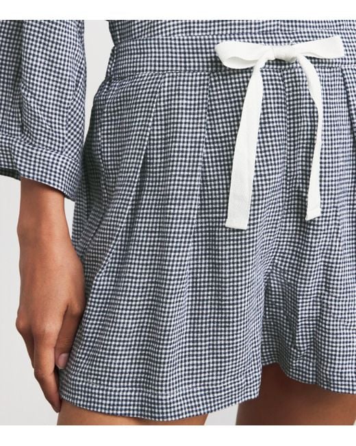 Eberjey Gray Linen-Blend Relaxed Pyjama Shorts