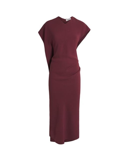 Victoria Beckham Purple Satin Asymmetric Victoria Midi Dress