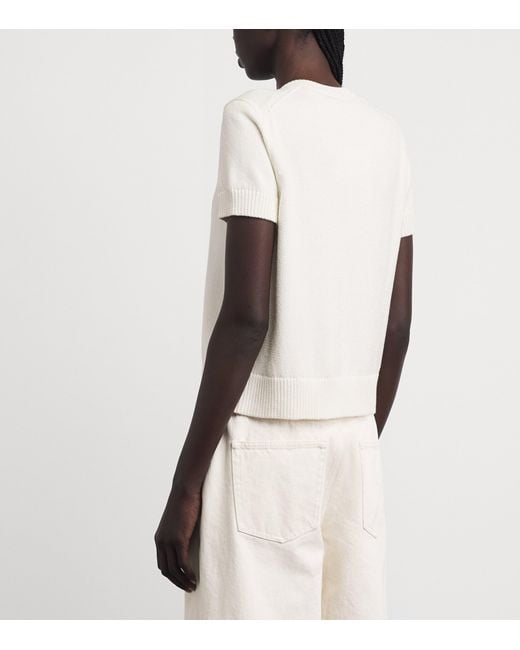 Lafayette 148 New York White Cotton-Silk Short-Sleeve Cardigan