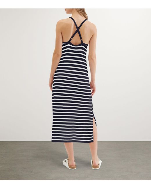 Chinti & Parker Blue Cotton-linen Striped Breton Dress