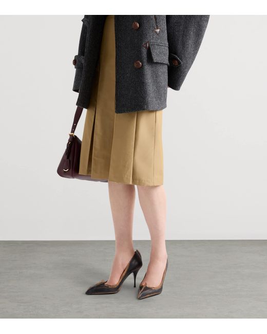Prada Natural Technical Pleated Midi Skirt