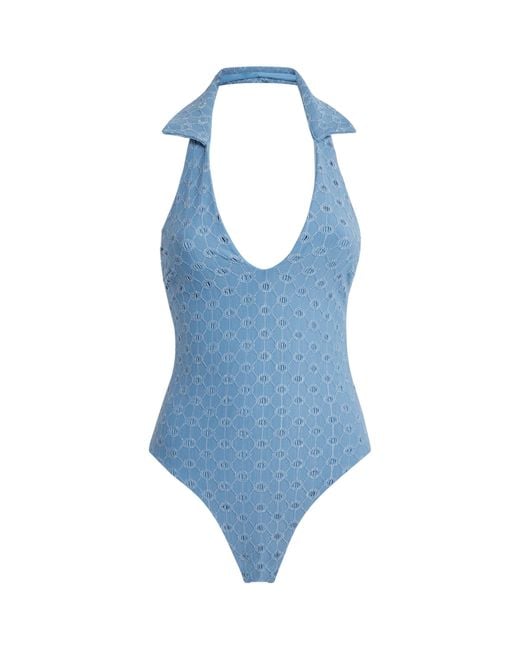 Devon Windsor Blue Anais Open-Work Swimsuit