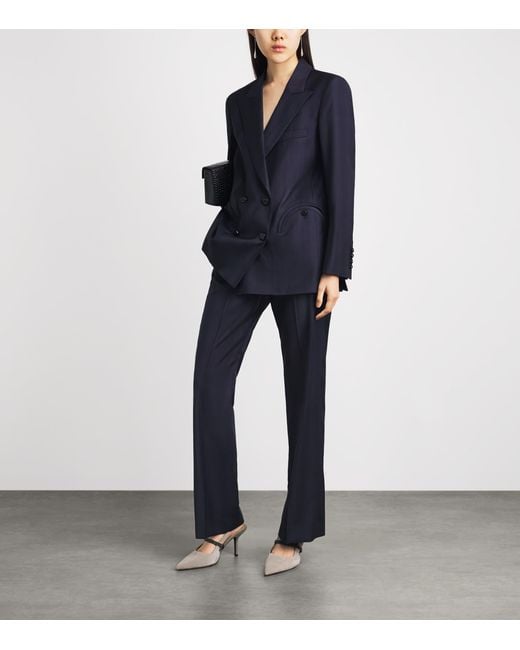 Blazé Milano Blue Virgin Wool Check Lundy Tailored Trousers