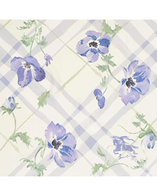 Burberry Blue Silk Watercolour Check Scarf