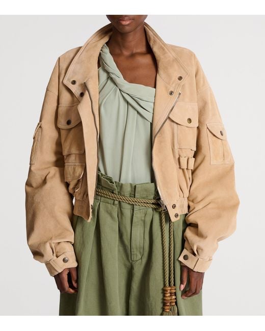 Balmain Natural Leather Bomber Jacket