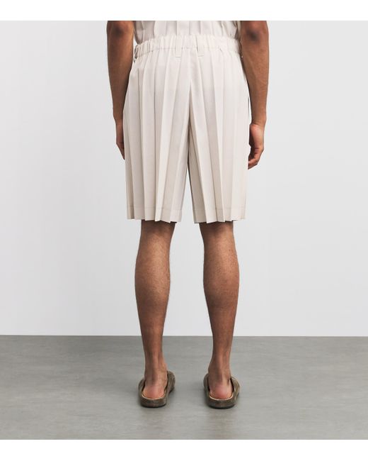 Homme Plissé Issey Miyake White Pleated Edge Ensemble Shorts for men