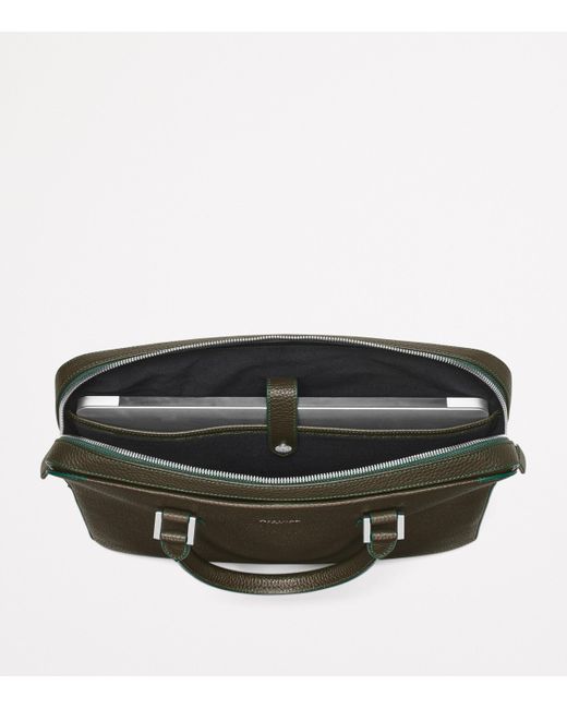 Aspinal Green Leather Mount Street Briefcase Bag for men