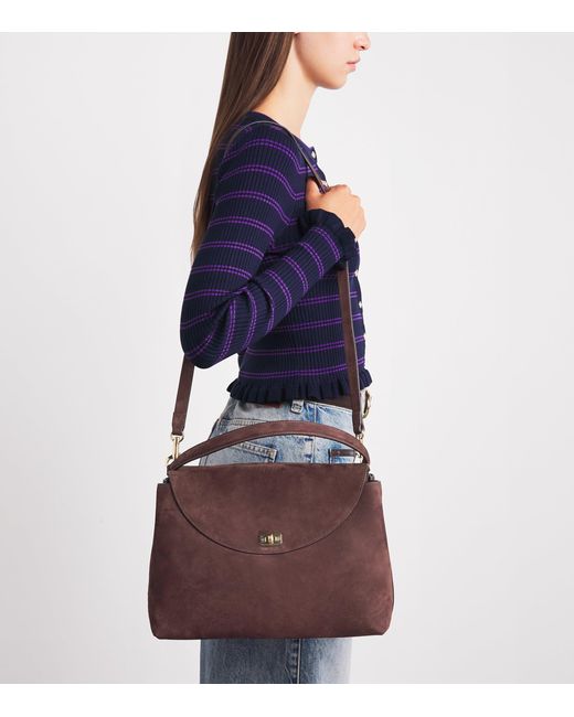 Sandro Purple Suede Le Grand Bazaar Top-Handle Bag