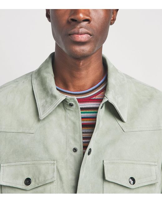 Paul Smith Green Suede Slim Overshirt for men