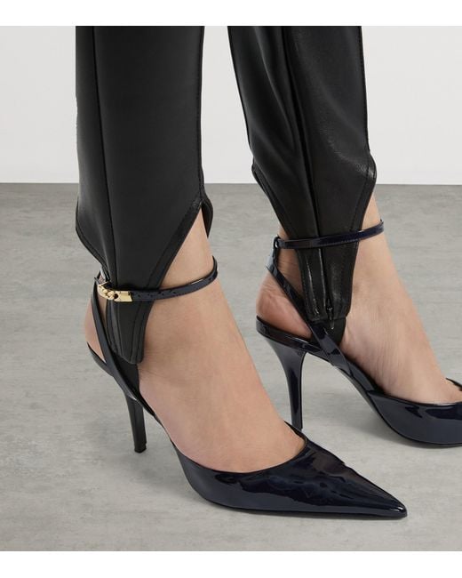 Balmain Blue Patent Leather Strappy Pumps 95