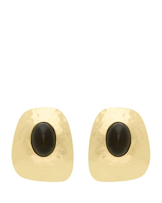 Saint Laurent Metallic Cabochon Clip-On Earrings