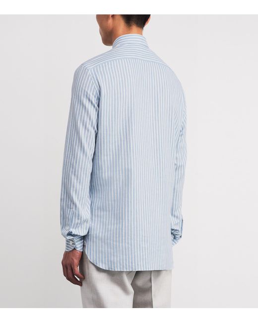 Isaia Blue Cotton-Cashmere Shirt for men