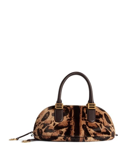 Balenciaga Brown Mini Leather Bolero Bowling Bag