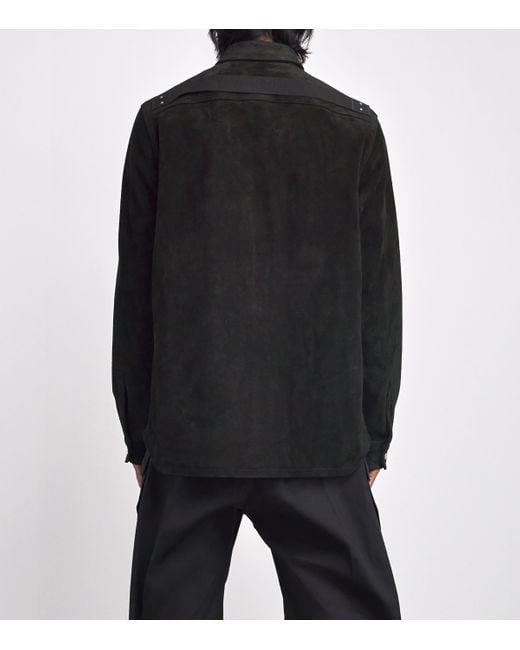 Rick Owens Black Suede Overshirt for men