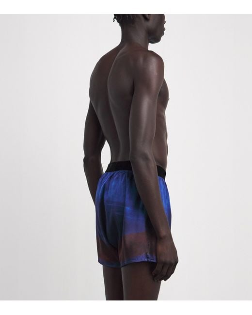 Tom Ford Blue Stretch-Silk Printed Boxer Shorts for men