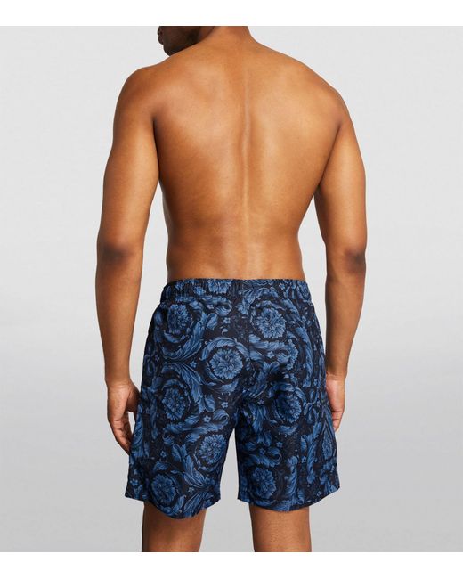 Versace Blue Barocco Print Swim Shorts for men