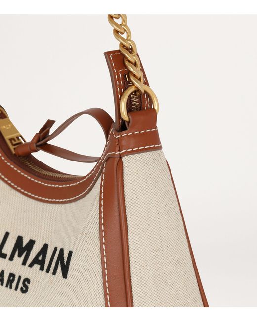 Balmain Brown B-army Leather-trimmed Canvas Shoulder Bag