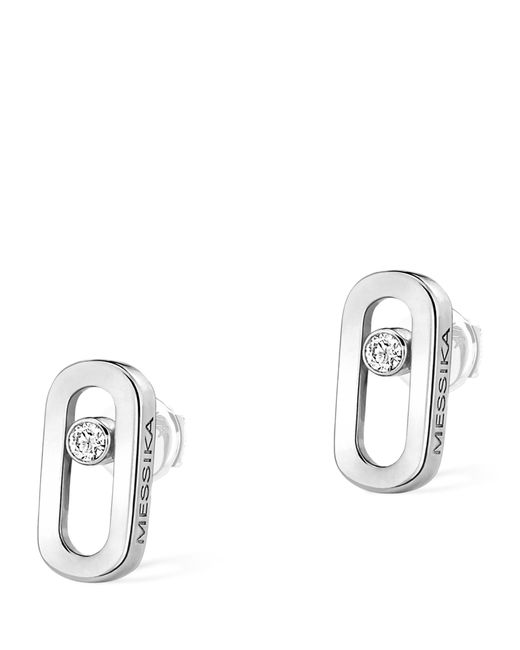Messika Metallic White Gold And Diamond Move Uno Earrings