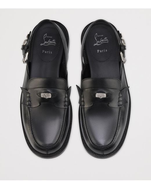 Christian Louboutin Black The Asclepius Leather Slingback Loafers
