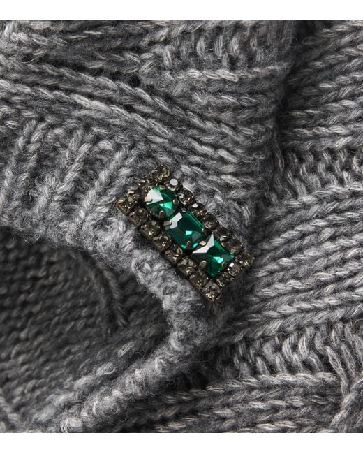 Max Mara Gray Cotton-Alpaca-Wool Cable-Knit Sweater
