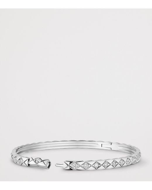 Chanel White And Diamond Coco Crush Bangle
